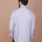 SHADOW STRIPE LYCRA CLASSIC COLLAR GREY SHIRT - Ravinik 