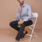 SHADOW STRIPE LYCRA CLASSIC COLLAR GREY SHIRT - Ravinik 