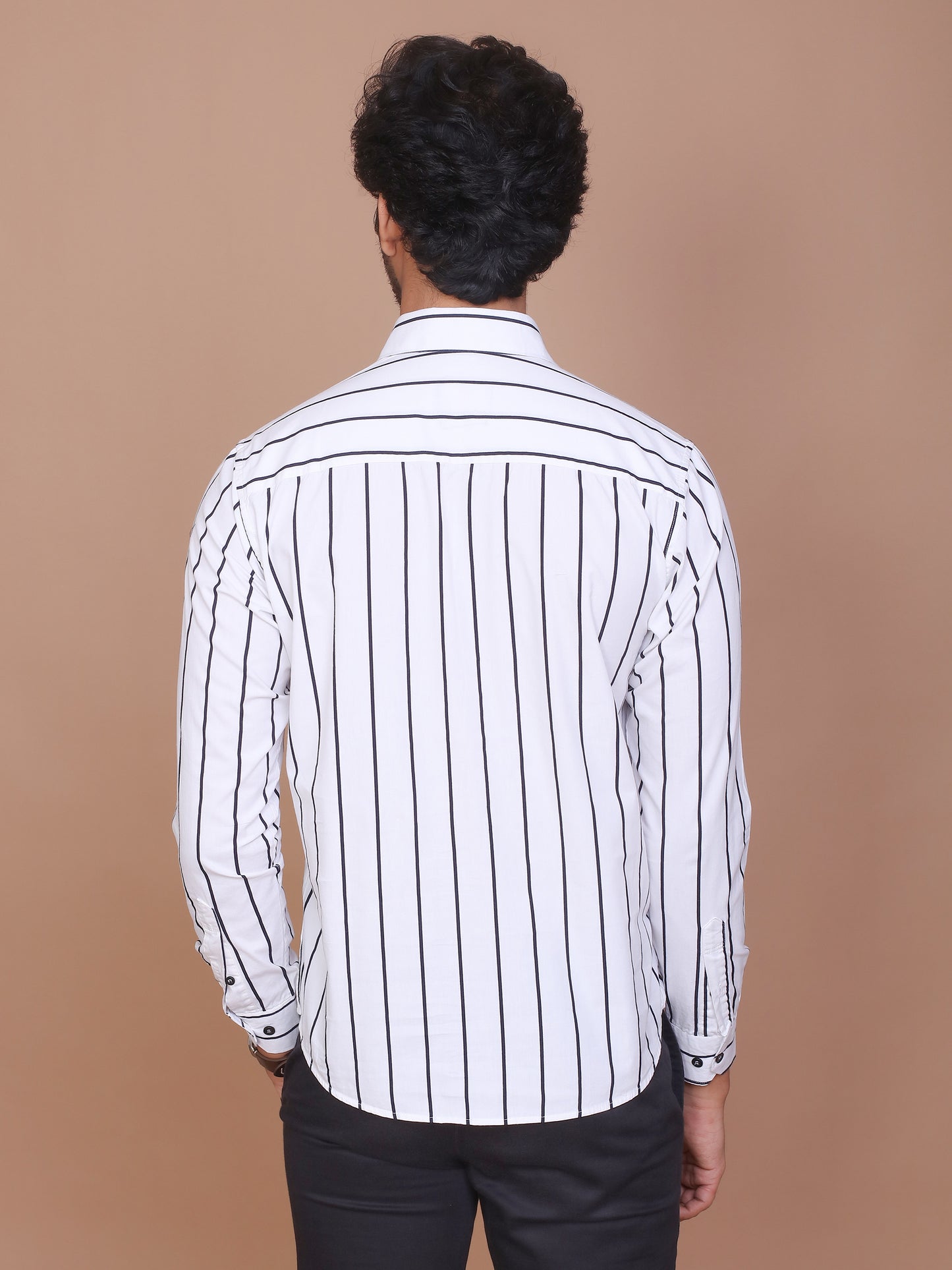 PINSTRIPE WHITE CLASSIC COLLAR SHIRT - Ravinik 