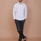 PINSTRIPE WHITE CLASSIC COLLAR SHIRT - Ravinik 