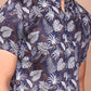 TROPICAL LEAFY BAND COLLAR DARK BLUE SHIRT - Ravinik 