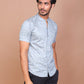 PETIOLE NOTION BAND COLLAR LIGHT TEAL GREEN SHIRT - Ravinik 