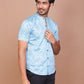 MIST ILLUSION BAND COLLAR SKY BLUE SHIRT - Ravinik 