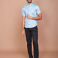 MIST ILLUSION BAND COLLAR SKY BLUE SHIRT - Ravinik 