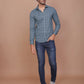 MEN GLEN PLAID DARK TEAL GREEN CLASSIC COLLAR COTTON FULL SLEEVES SLIM FIT SHIRT - Ravinik 