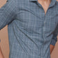 MEN GLEN PLAID DARK TEAL GREEN CLASSIC COLLAR COTTON FULL SLEEVES SLIM FIT SHIRT - Ravinik 