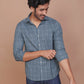 MEN GLEN PLAID DARK TEAL GREEN CLASSIC COLLAR COTTON FULL SLEEVES SLIM FIT SHIRT - Ravinik 