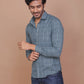 MEN GLEN PLAID DARK TEAL GREEN CLASSIC COLLAR COTTON FULL SLEEVES SLIM FIT SHIRT - Ravinik 