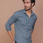 MEN GLEN PLAID DARK TEAL GREEN CLASSIC COLLAR COTTON FULL SLEEVES SLIM FIT SHIRT - Ravinik 