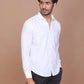 MEN'S SELF CHECKERED WHITE CLASSIC COLLAR FULL SLEEVES SLIM FIT SHIRT - Ravinik 