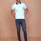 Men's Solid Turquoise Green Collar Polo Half Sleeve Slim Fit Cotton T-shirt - Ravinik 