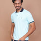 Men's Solid Turquoise Green Collar Polo Half Sleeve Slim Fit Cotton T-shirt - Ravinik 