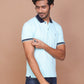 Men's Solid Turquoise Green Collar Polo Half Sleeve Slim Fit Cotton T-shirt - Ravinik 