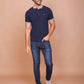 BUY-RAVINIK-MEN-BAND-COLLAR-HALF-SLEEVE-NAVY-BLUE-COTTON-POLO-T-SHIRT