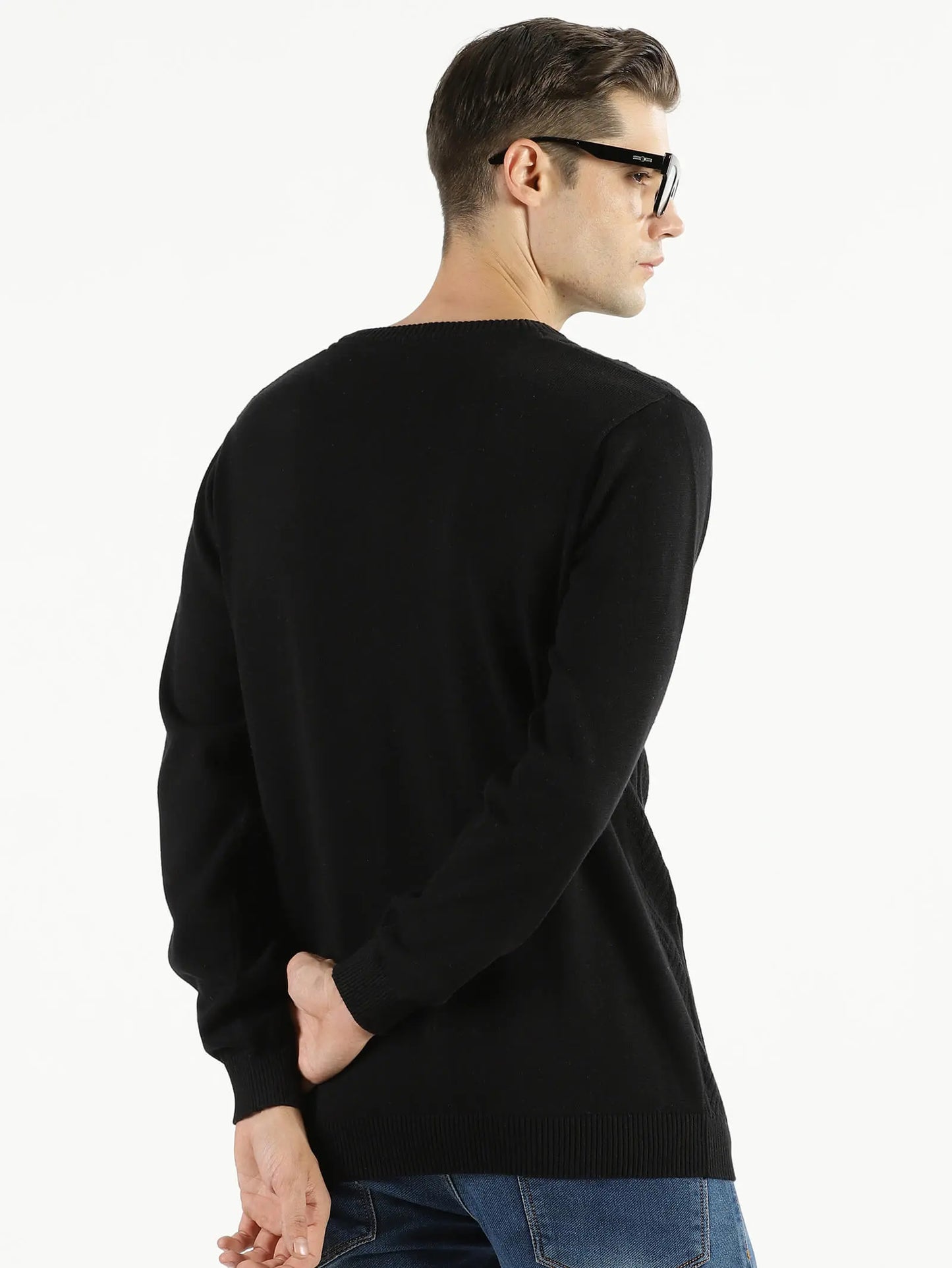 BUY-RAVINIK-MEN-MULTI-STRIPE-KNITTED-BAND-COLLAR-JET-BLACK-FULL-SLEEVE-COTTON-SWEATSHIRT