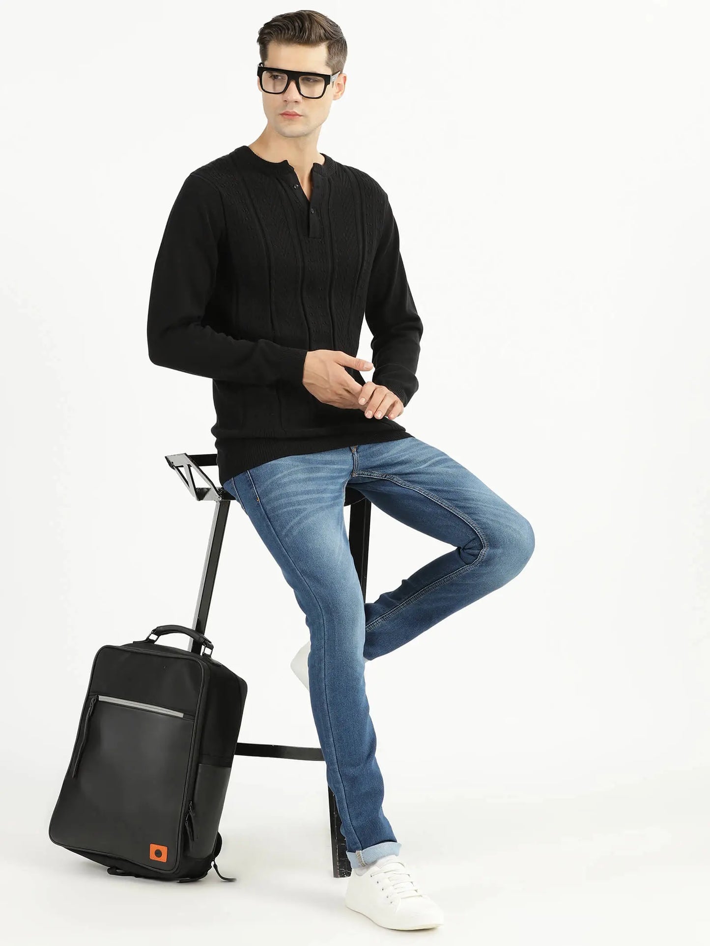 BUY-RAVINIK-MEN-MULTI-STRIPE-KNITTED-BAND-COLLAR-JET-BLACK-FULL-SLEEVE-COTTON-SWEATSHIRT