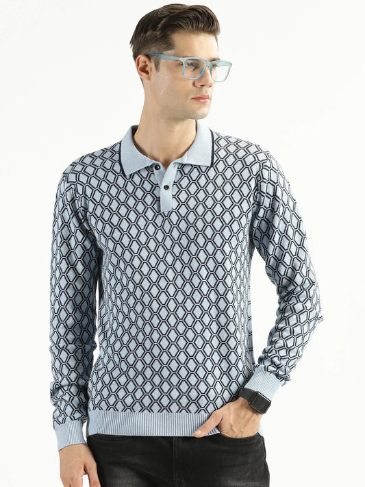 Buy-ravinik-men-honeycomb-knitted-classic-collar-light-blue-full-sleeve-sweatshirt