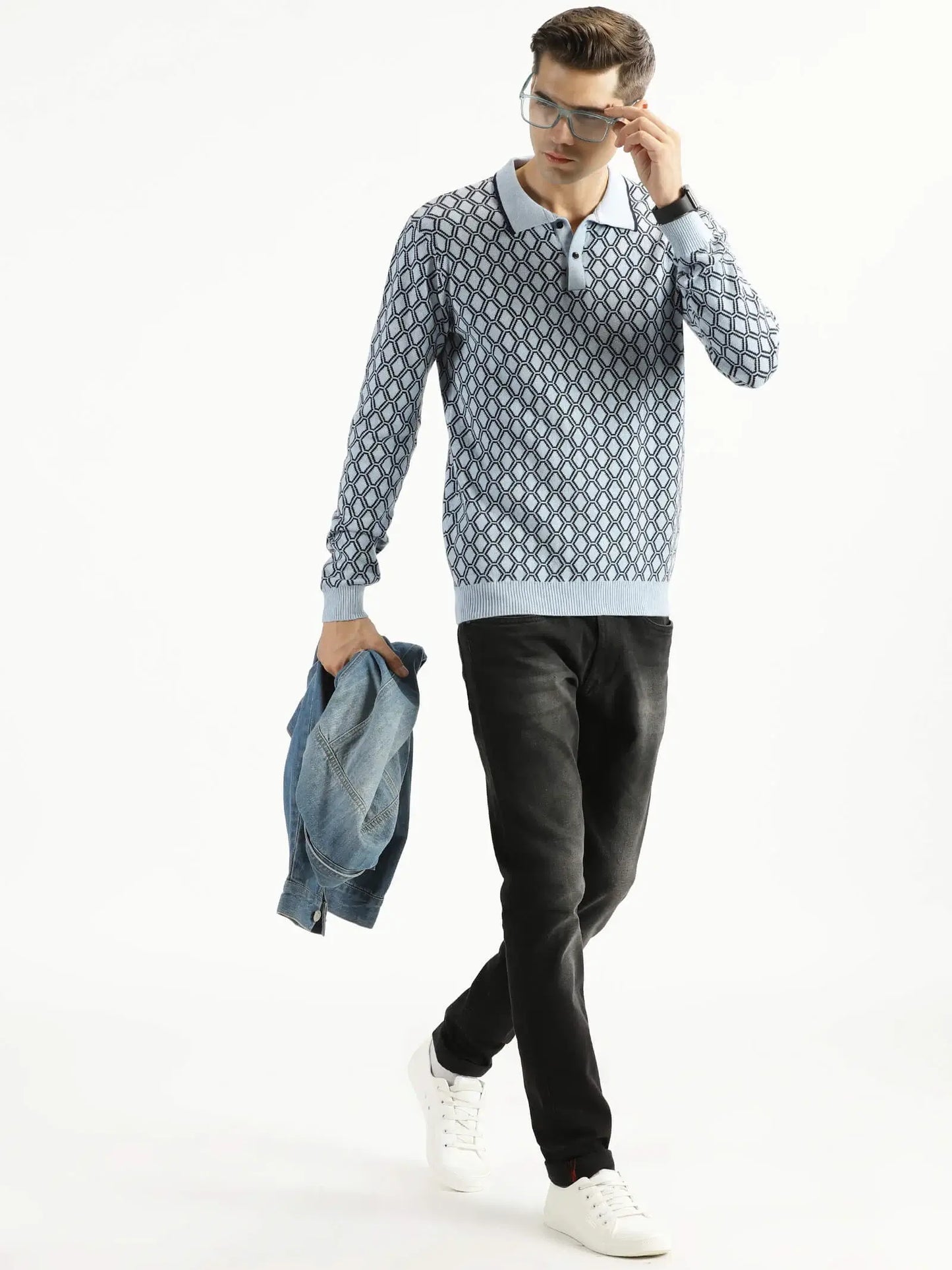 Buy-ravinik-men-honeycomb-knitted-classic-collar-light-blue-full-sleeve-sweatshirt