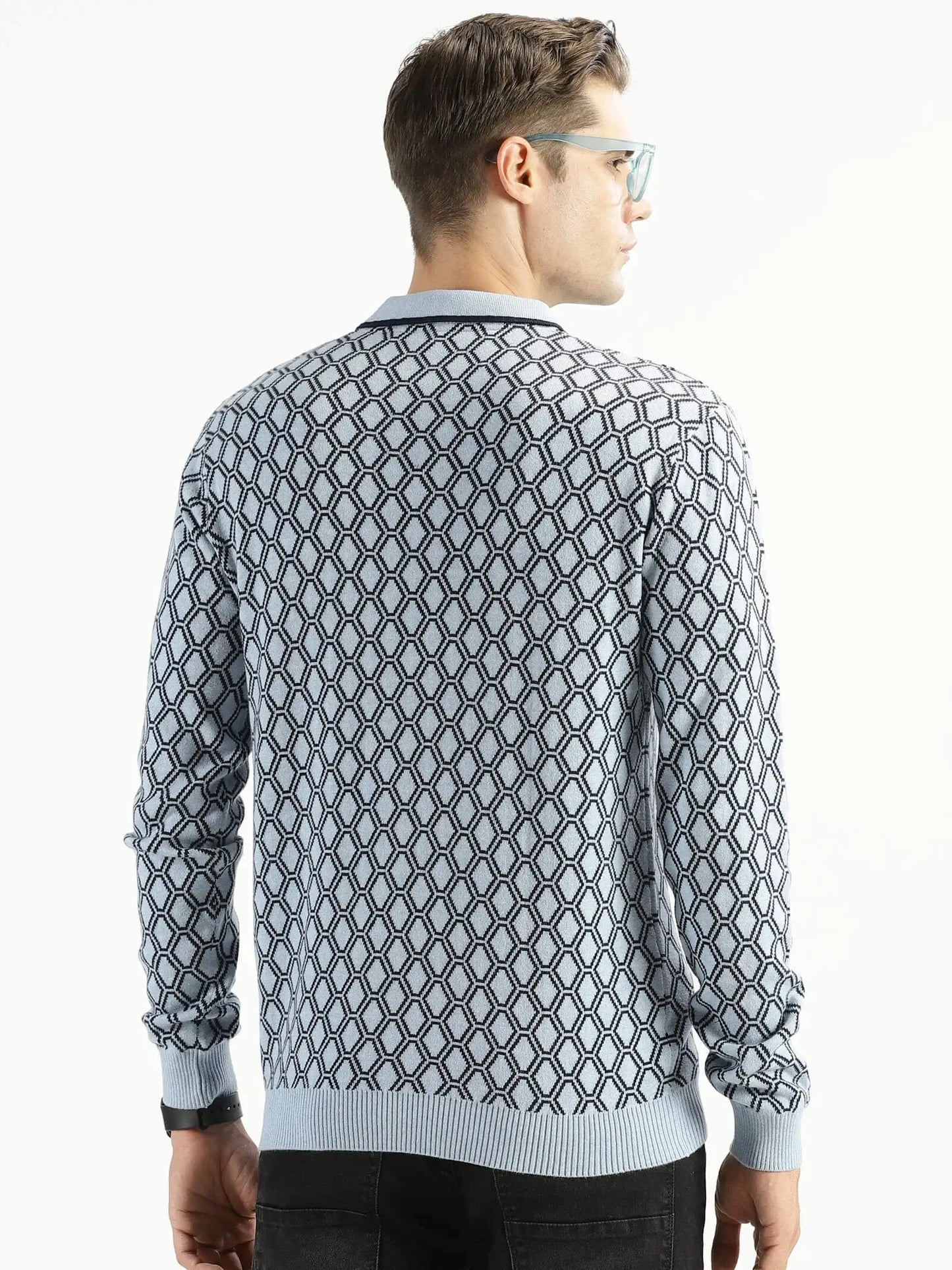 Buy-ravinik-men-honeycomb-knitted-classic-collar-light-blue-full-sleeve-sweatshirt