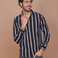 Buy-Ravinik-Men-Barcode-Slim-Fit-Stripe-Classic-Collar-Cotton-Black-Shirt-Online-India