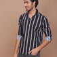 Buy-Ravinik-Men-Barcode-Slim-Fit-Stripe-Classic-Collar-Cotton-Black-Shirt-Online-India