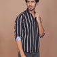 Buy-Ravinik-Men-Barcode-Slim-Fit-Stripe-Classic-Collar-Cotton-Black-Shirt-Online-India