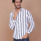 Buy-Ravinik-Men-Barcode-Stripe-Classic-Collar-Cotton-White-Shirt