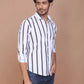 Buy-Ravinik-Men-Barcode-Stripe-Classic-Collar-Cotton-White-Shirt