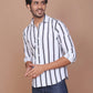 Buy-Ravinik-Men-Barcode-Stripe-Classic-Collar-Cotton-White-Shirt