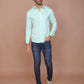 Buy-Ravinik-Men-Casual-Smart-Print-Classic-Collar-Cotton-Slim-Fit-Green-Shirt