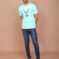 Buy-Ravinik-Men-Deer-Printed-Turquoise-Green-Round-Neck-T-shirt