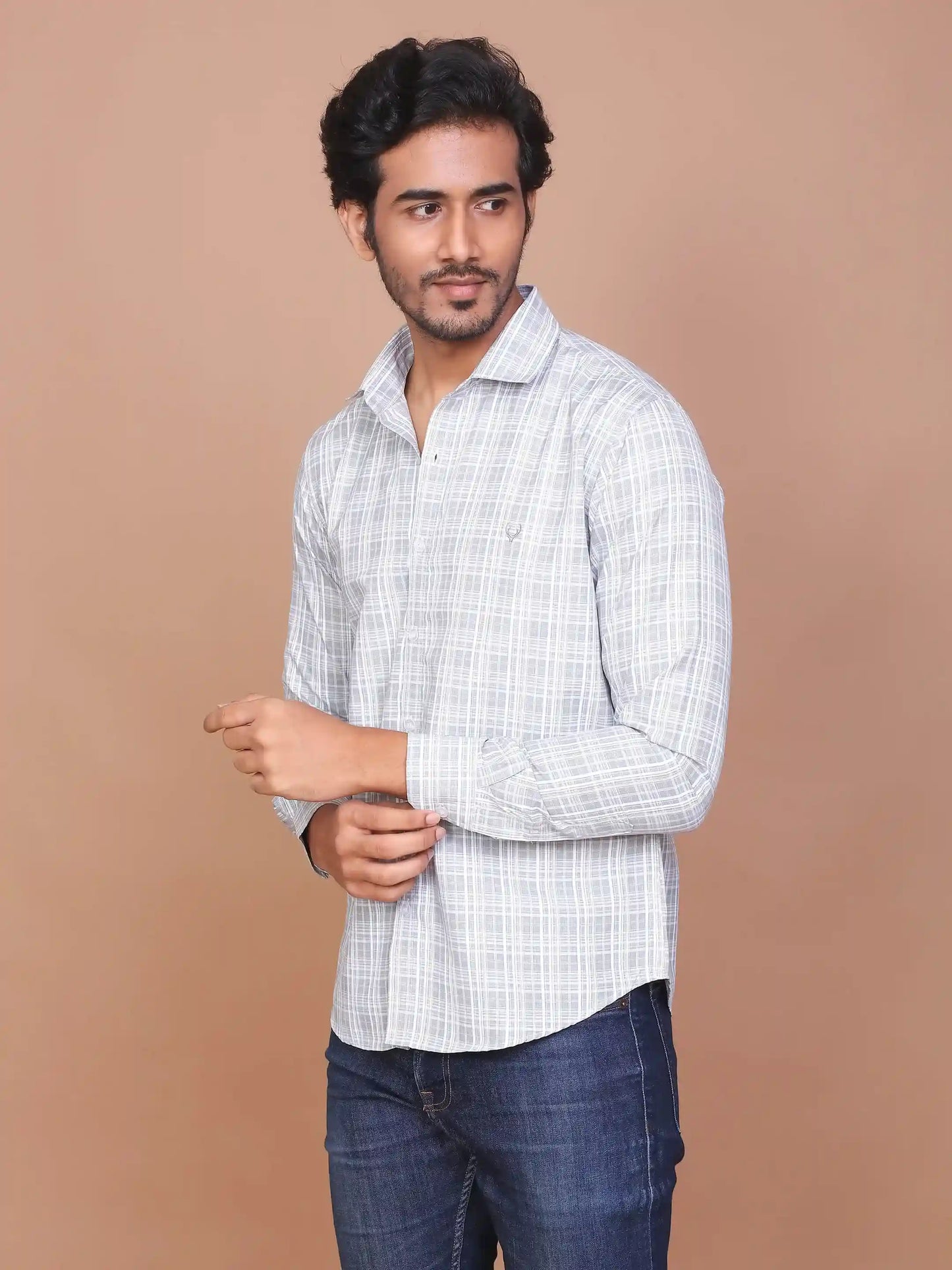 Buy-Ravinik-Men-Dupplin-Checkered-White-Green-Classic-Collar-Full-Sleeve-Shirt