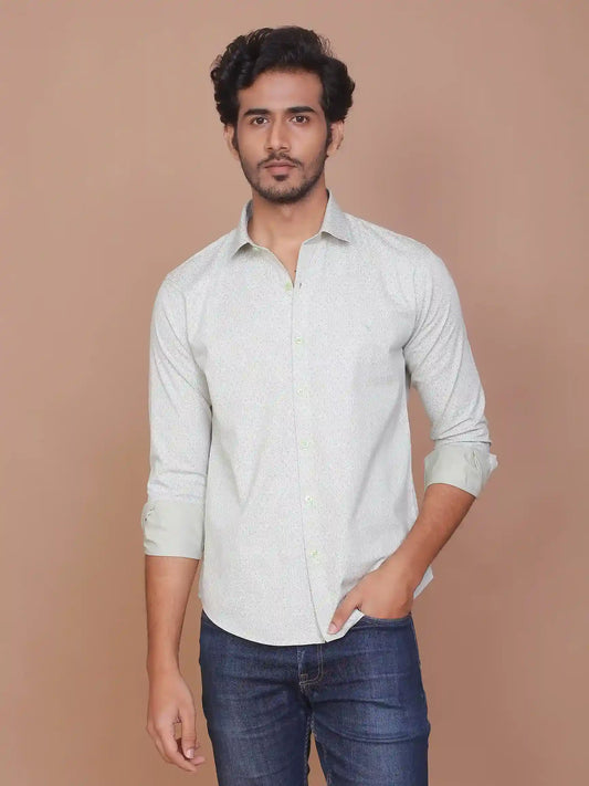 Buy-Ravinik-Men-Fine-Print-Classic-Collar-Light-Green-Cotton-Shirt