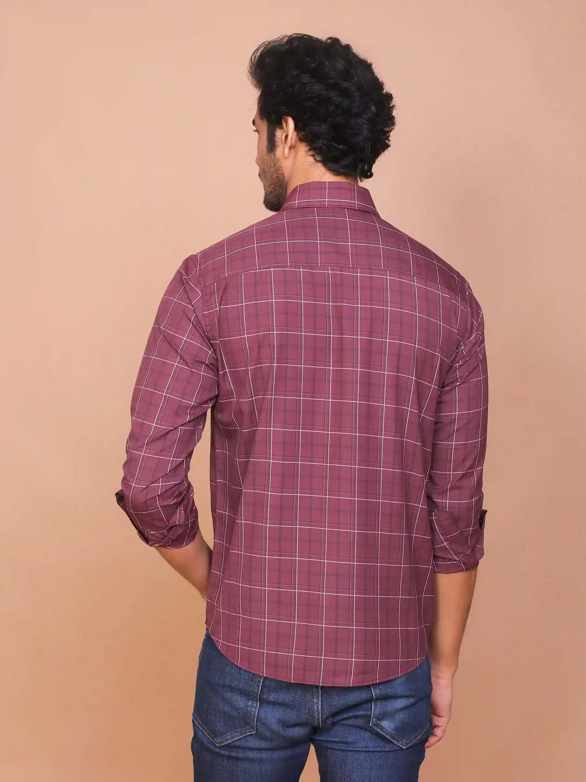 Buy-Ravinik-Men-Glen-Plaid-Checks-Maroon-Classic-Collar-Full-Sleeve-Cotton-Shirt