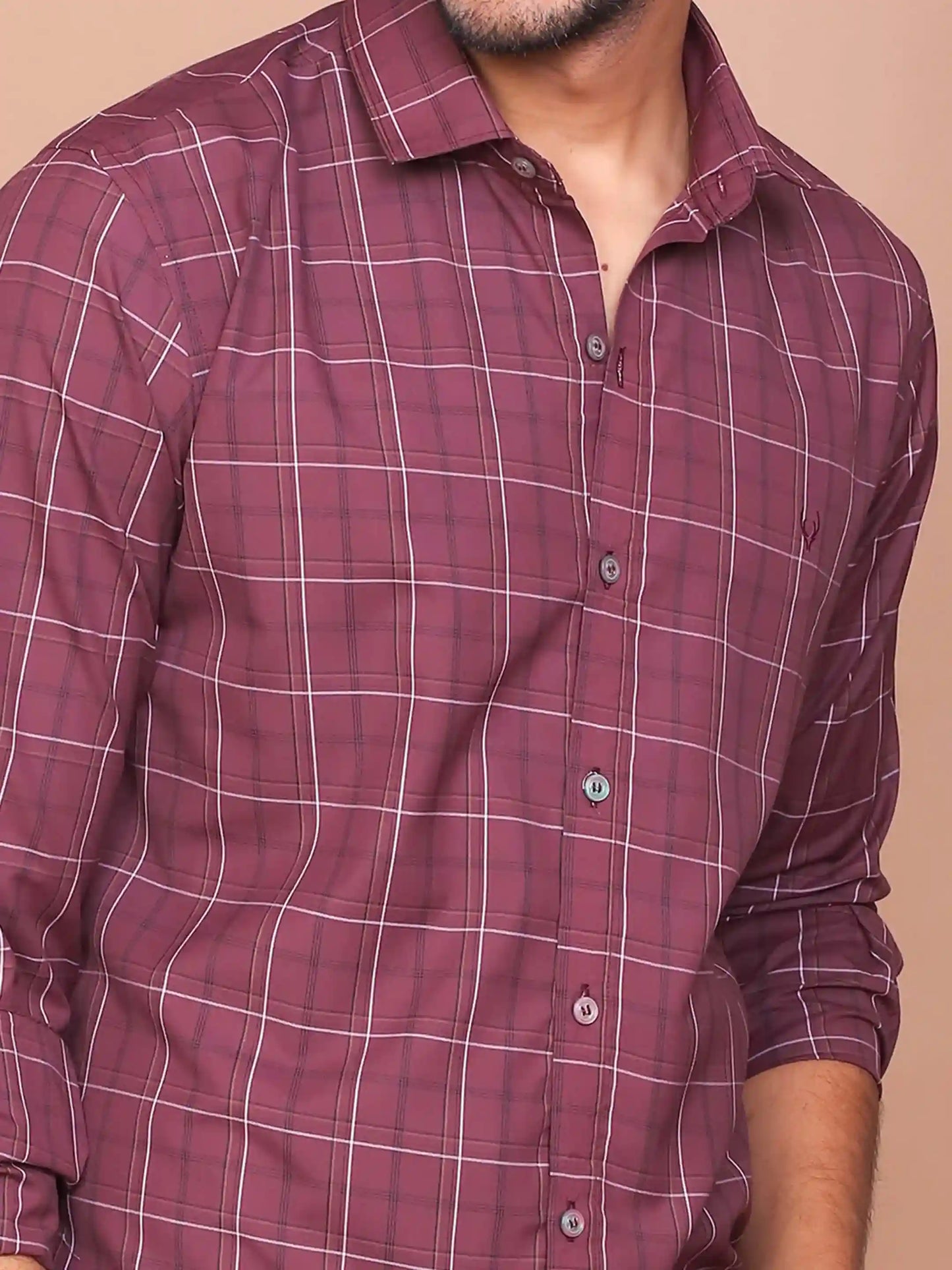 Buy-Ravinik-Men-Glen-Plaid-Checks-Maroon-Classic-Collar-Full-Sleeve-Cotton-Shirt