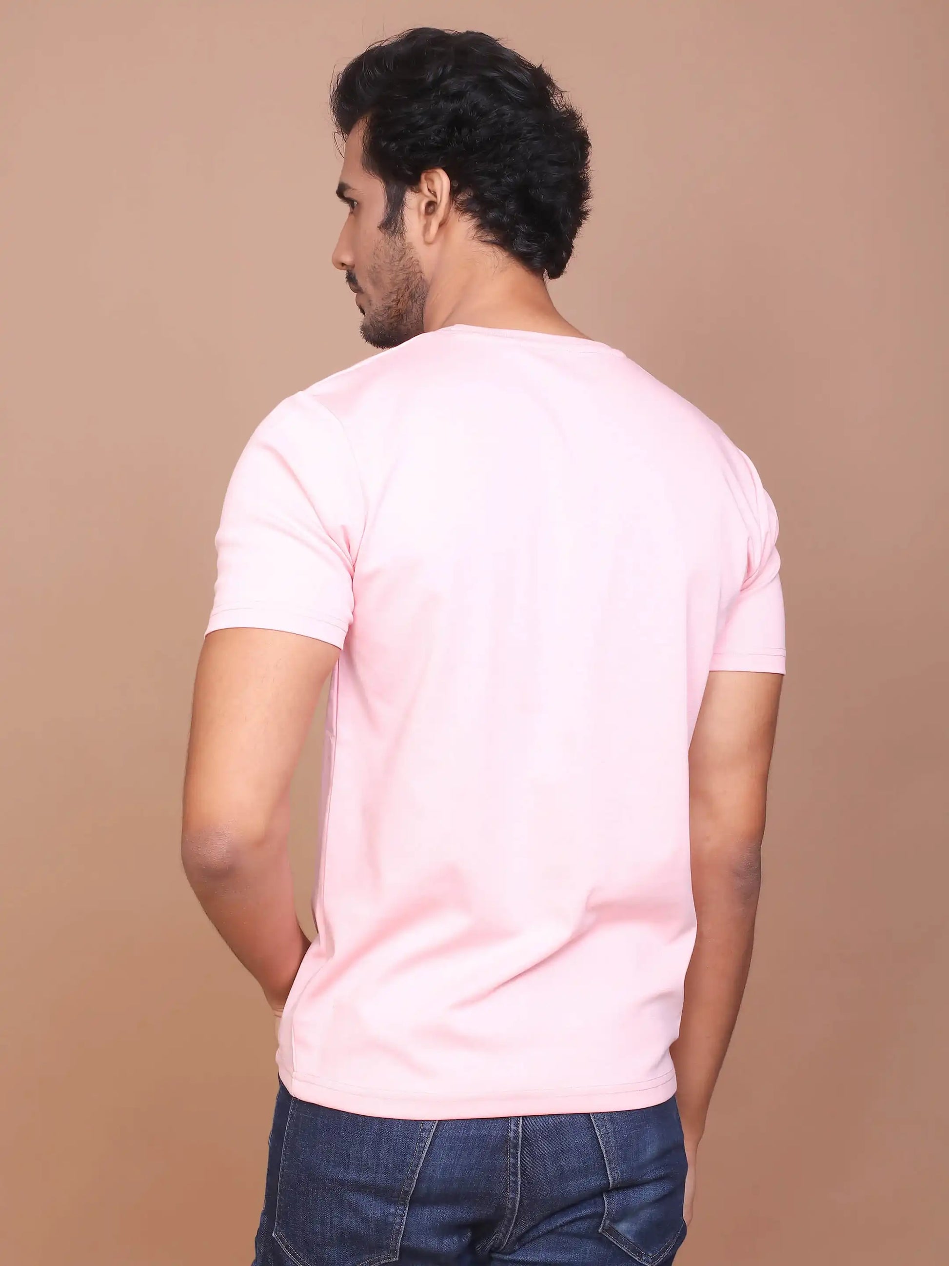 Buy-Ravinik-Men-Interlock-Canvas-Soild-Pink-Colored-Round-Neck-Cotton-half-sleeve-T-shirt