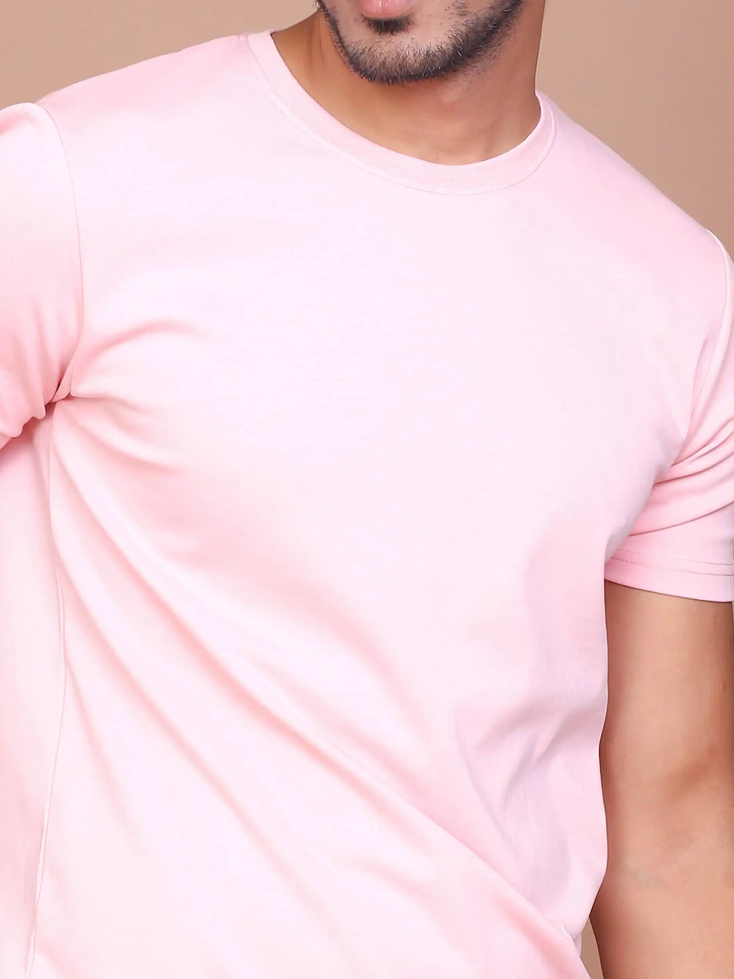 Buy-Ravinik-Men-Interlock-Canvas-Soild-Pink-Colored-Round-Neck-Cotton-half-sleeve-T-shirt