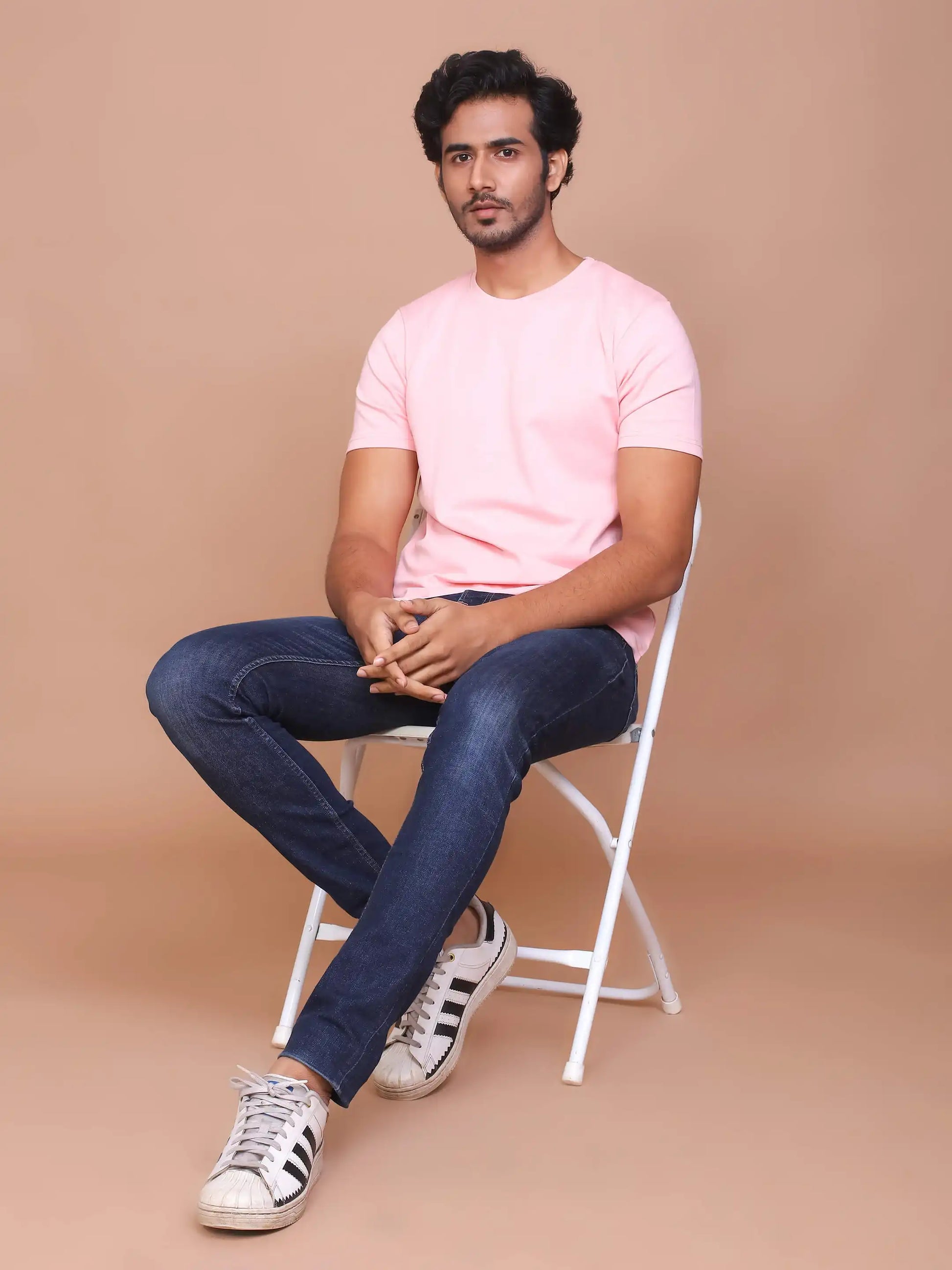 Buy-Ravinik-Men-Interlock-Canvas-Soild-Pink-Colored-Round-Neck-Cotton-half-sleeve-T-shirt