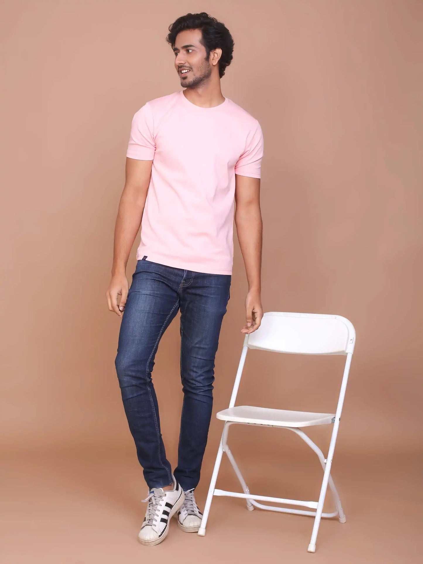 Buy-Ravinik-Men-Interlock-Canvas-Soild-Pink-Colored-Round-Neck-Cotton-half-sleeve-T-shirt