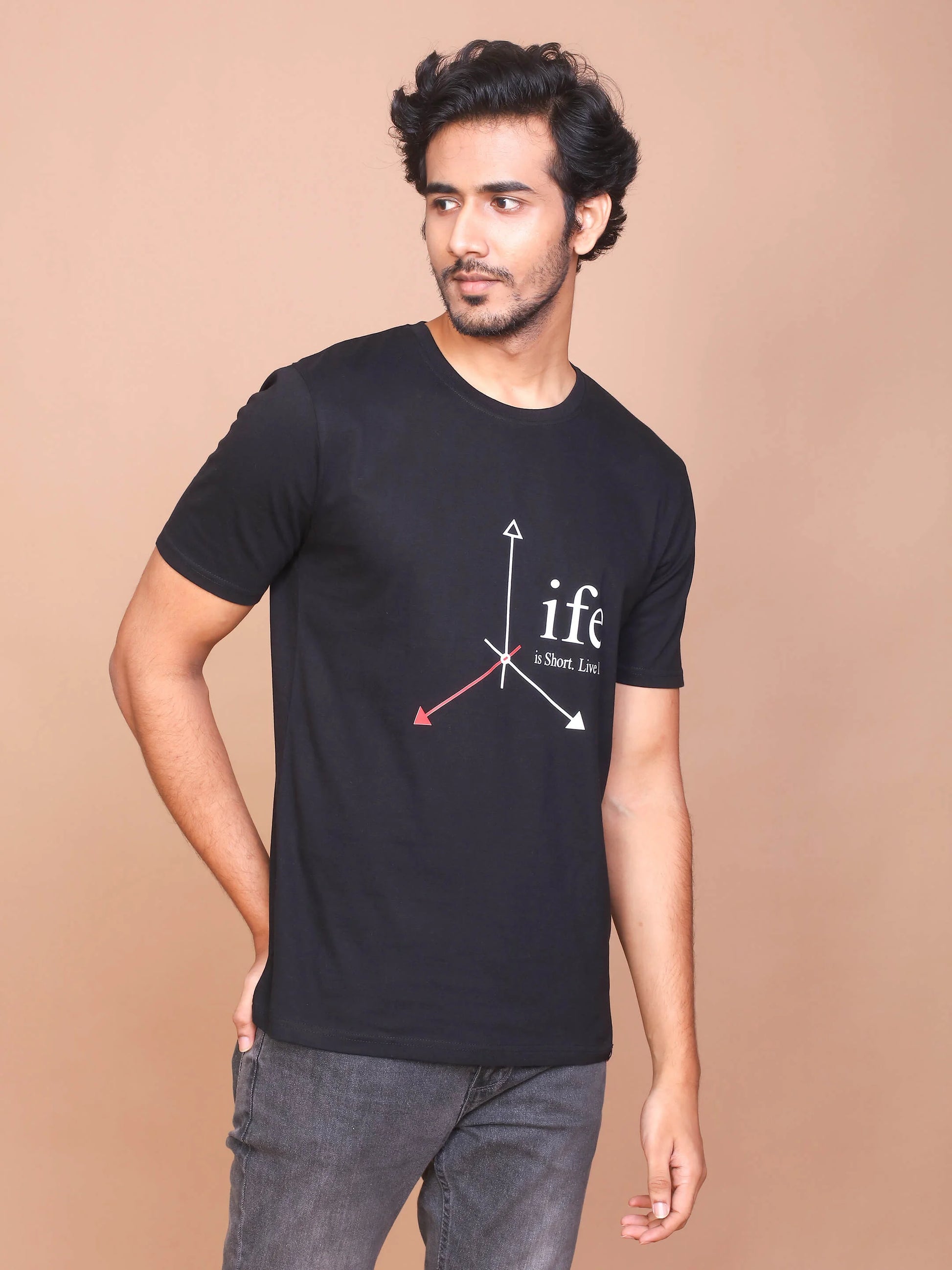 Buy-Ravinik-Men-Life-Printed-Black-Round-Neck-Cotton-Slim-Fit-Tshirt