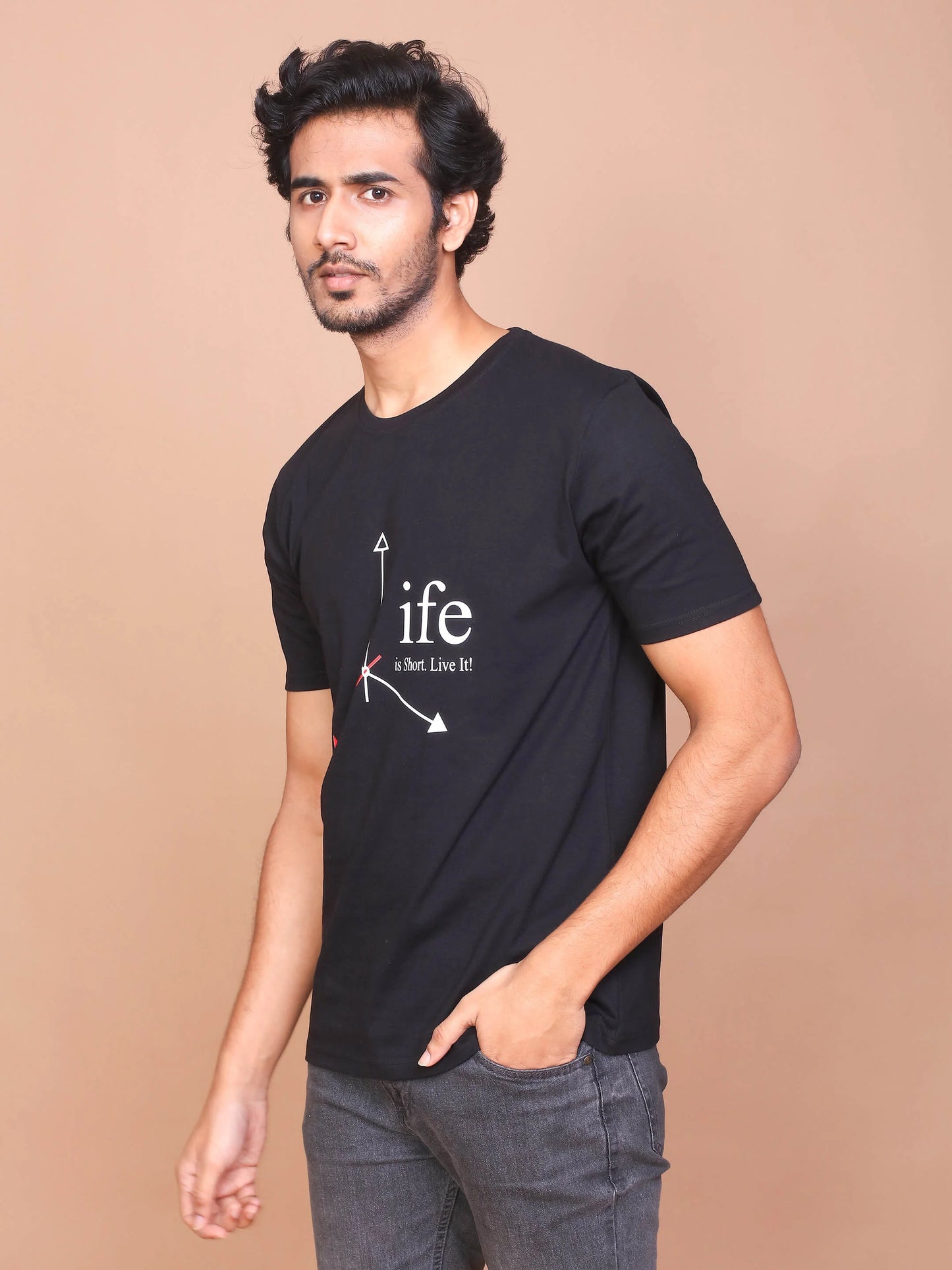 Buy-Ravinik-Men-Life-Printed-Black-Round-Neck-Cotton-Slim-Fit-Tshirt