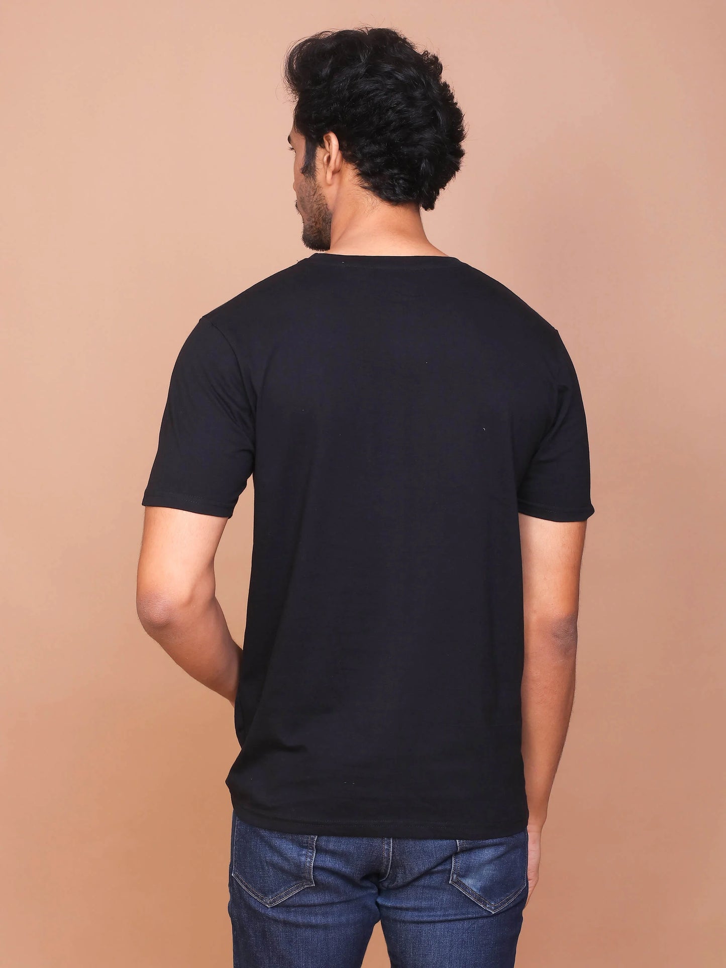 Buy-Ravinik-Men-Life-Printed-Black-Round-Neck-Cotton-Slim-Fit-Tshirt