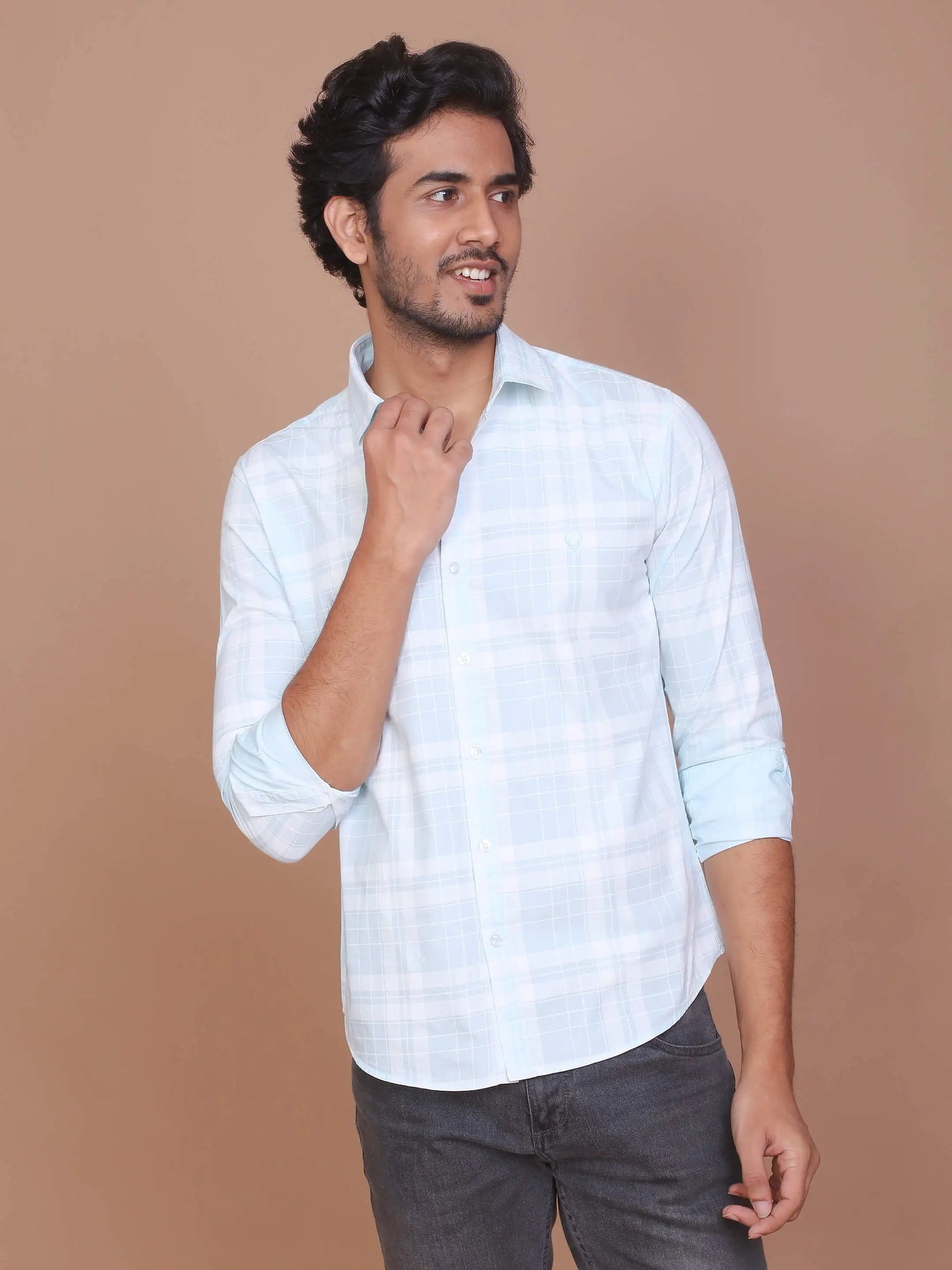 Buy-Ravinik-Men-Tartan-Checkered-Sky-Blue-Classic-Collar-Full-Sleeve-Cotton-Shirt