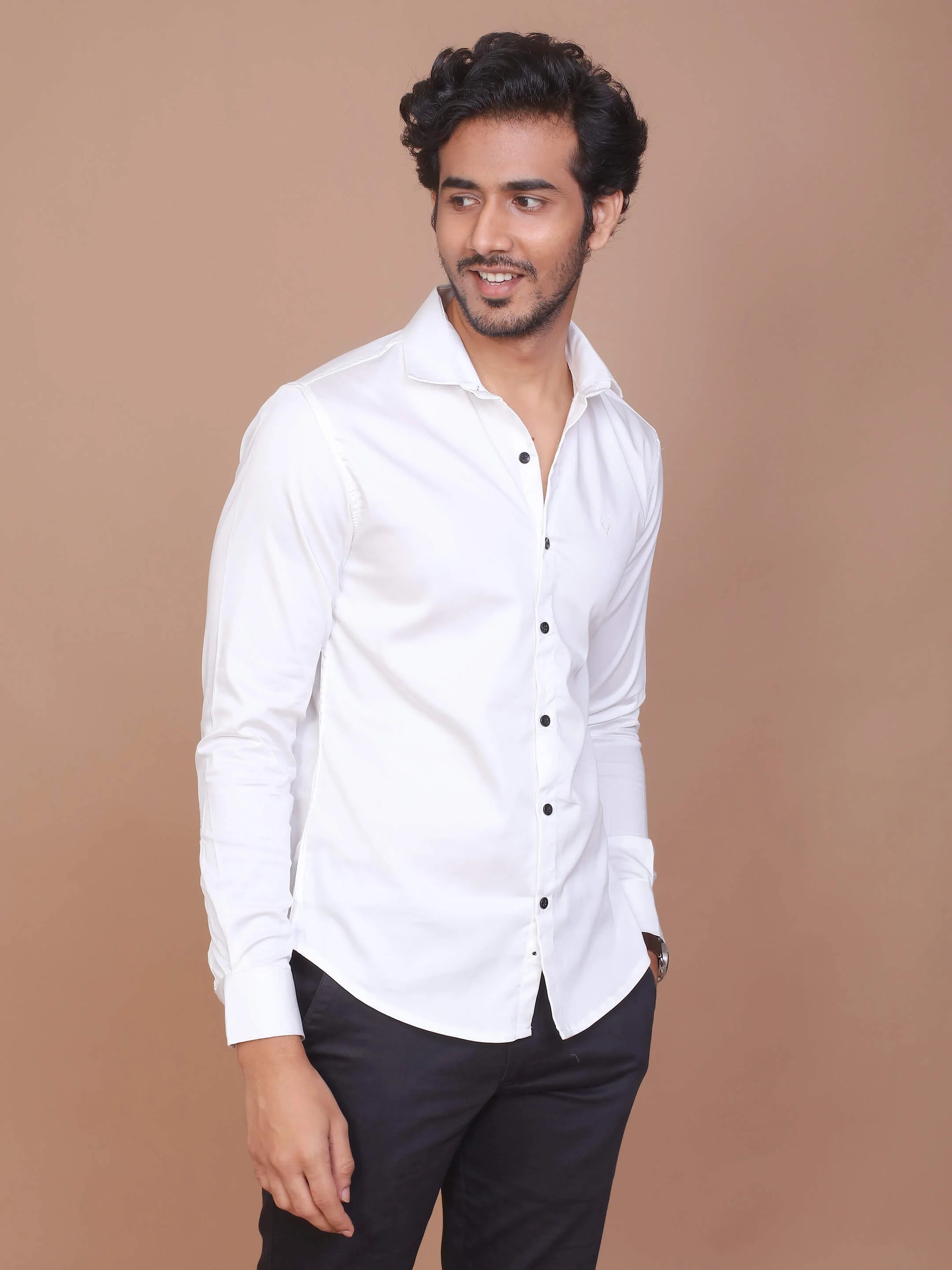 Buy-Ravinik-Men-White-Buff-Colored-Lycra-Classic-Collar-Cotton-Shirt