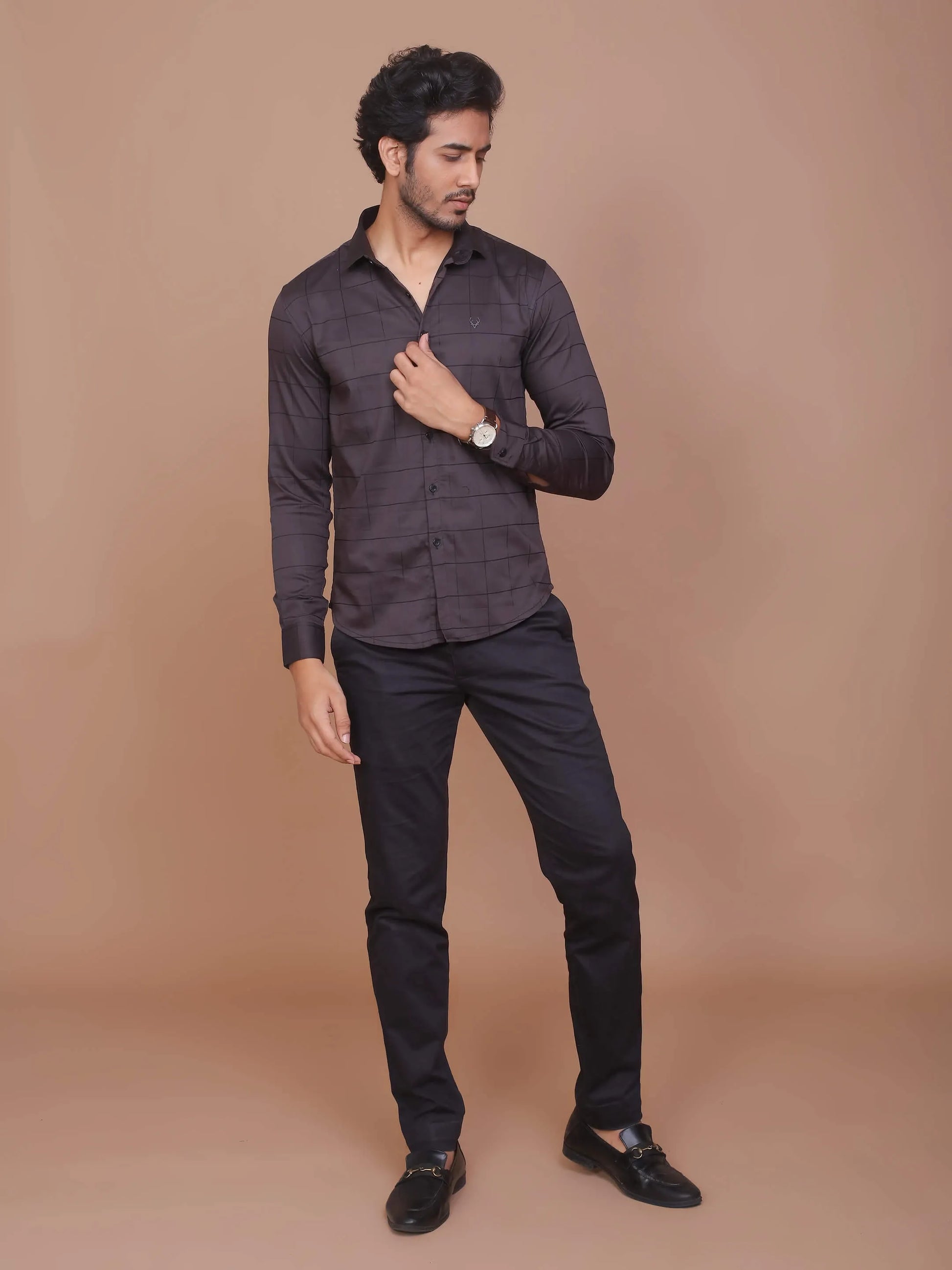 Buy-Ravinik-Men-Windowpane-Lycra-Classic-Collar-Full-Sleeve-Cotton-Black-Shirt