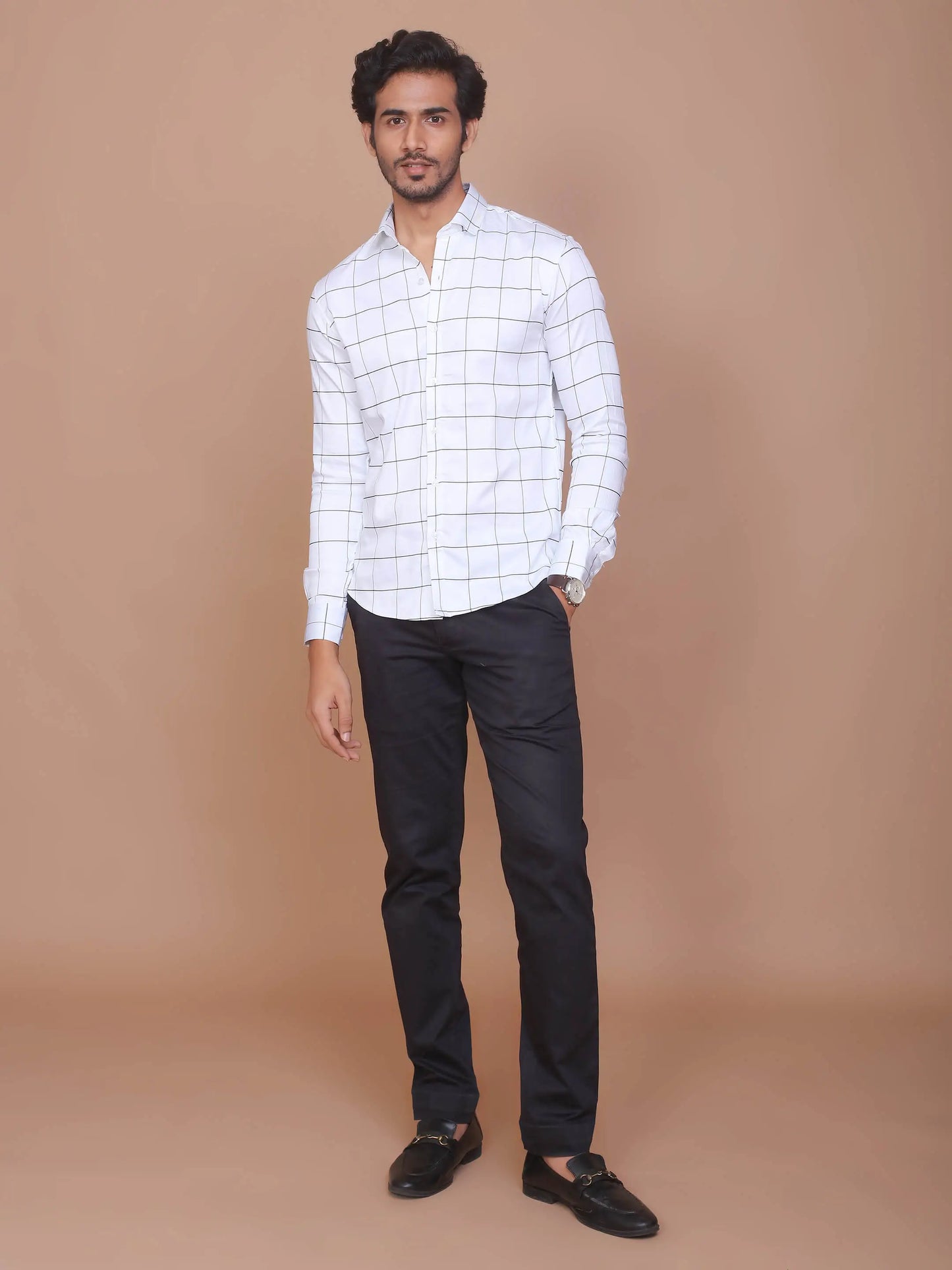 Buy-Ravinik-Men-Windowpane-Lycra-Classic-Collar-Full-Sleeve-Cotton-White-Shirt