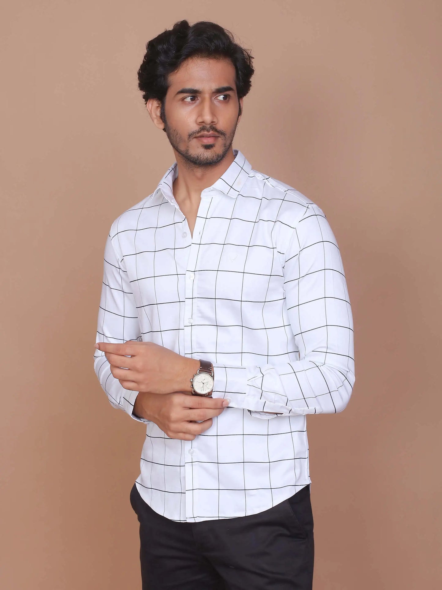 Buy-Ravinik-Men-Windowpane-Lycra-Classic-Collar-Full-Sleeve-Cotton-White-Shirt