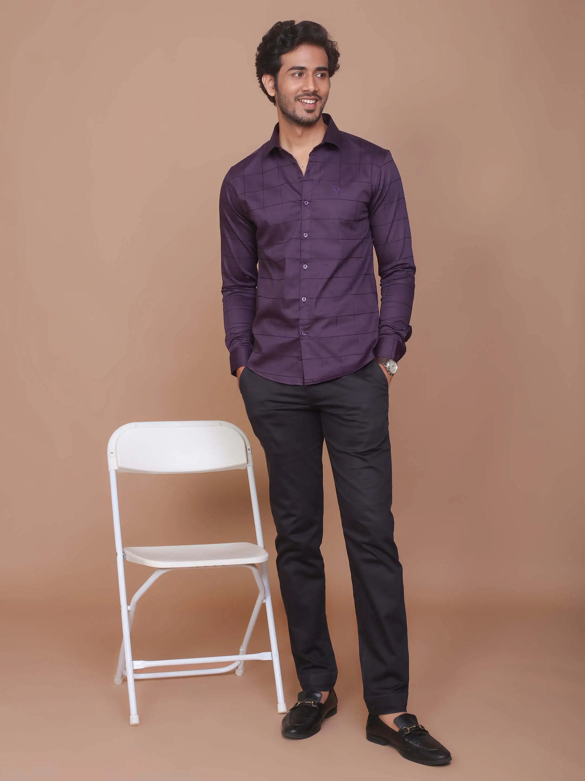 Buy-Ravinik-Men-Windowpane-Lycra-Classic-Collar-Purple-Full-Sleeve-Checks-Cotton-Shirt