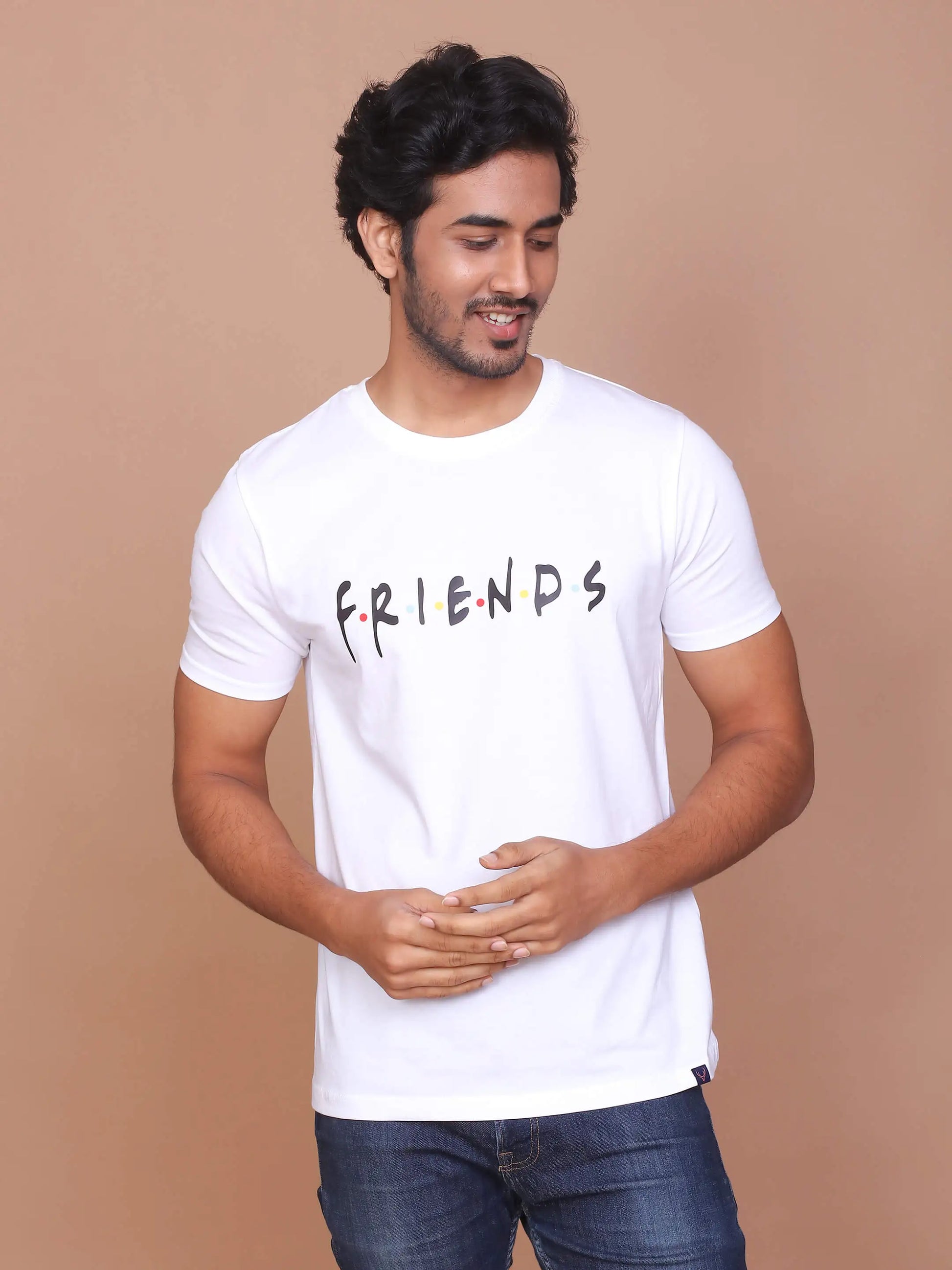 Buy-Ravinik-Men-friends-printed-white-round-neck-tshirt