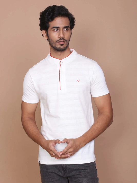 Buy-Ravinik-White-Color-Band-Collar-Polo-Half-Sleeve-T-shirt-For-Men